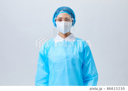 医療従事者 防護服 プラスチックガウン 医者 ドクター 女医 医療従事者 防護服 プラスチックガウン 医者 ドクター 女医 86615230