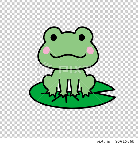 一隻青蛙騎在可愛而簡單的葉子上的插圖 86615669