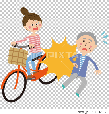 ポップな自転車に乗った女性 おじいさんにぶつかり怪我 ポップな自転車に乗った女性 おじいさんにぶつかり怪我 86616567