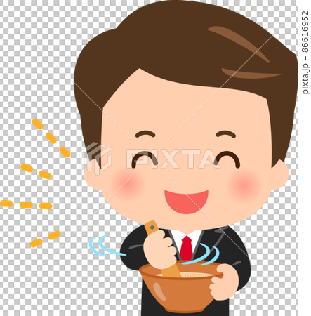 ゴマをするスーツの男性 ゴマをするスーツの男性 86616952