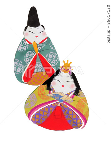 かわいいおひなさまイラスト もえぎ色と緑の衣装のひな人形 かわいいおひなさまイラスト もえぎ色と緑の衣装のひな人形 86617120