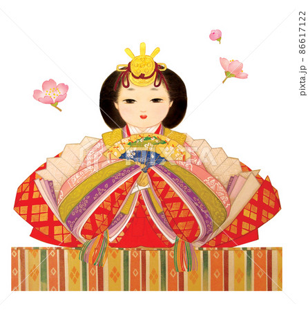 かわいいおひなさま 桃の節句 日本画の女雛 かわいいおひなさま 桃の節句 日本画の女雛 86617122