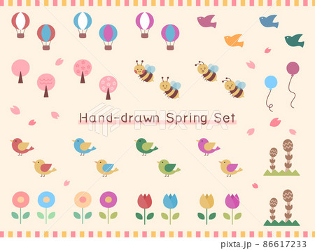 春 手描き セット 手書き 手描き風 イラスト 桜 蜂 蜜蜂 うぐいす 気球 小鳥 花 鳥 つくしのイラスト素材 春 手描き セット 手書き 手描き風 イラスト 桜 蜂 蜜蜂 うぐいす 気球 小鳥 花 鳥 つくしのイラスト素材