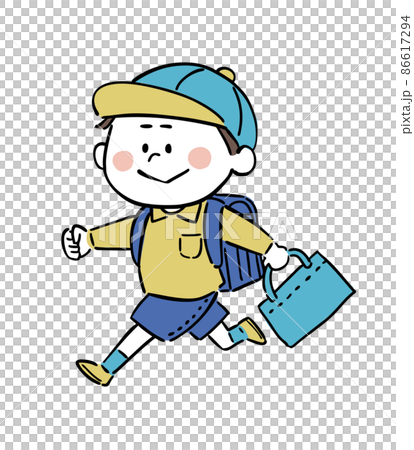 Elementary school boy running happily 86617294