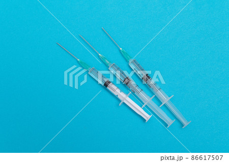 Several Syringe on Blue Table 86617507