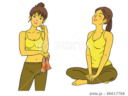 リラックスする、フィットネスインストラクターの女性2セット 86617768