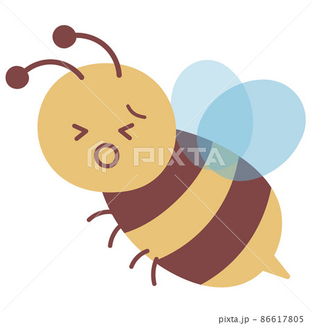春 手描き ハチ 蜂 蜜蜂 みつばち イラスト 挿絵 かわいい 虫 生き物 生物 昆虫 困り顔 自然のイラスト素材