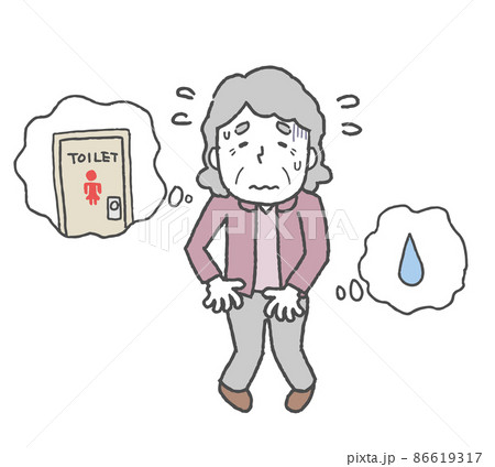 尿意を感じる高齢女性 86619317
