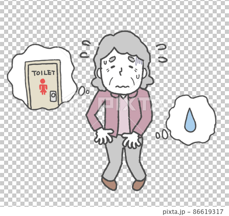 尿意を感じる高齢女性 86619317