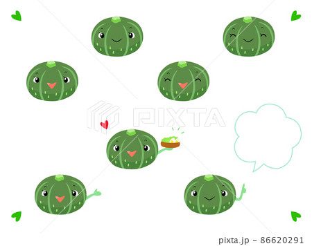 可愛いカボチャのキャラクターアイコンのイラスト素材