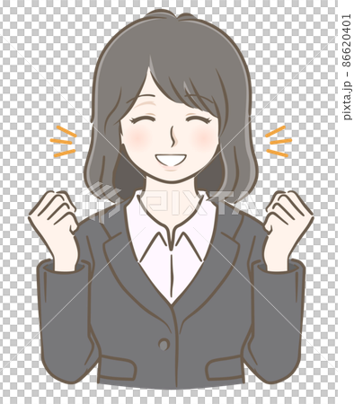 A young woman in a suit who rejoices in a guts pose 86620401