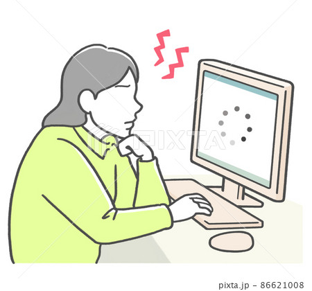 インターネット回線の接続スピードが遅くイライラする女性 86621008
