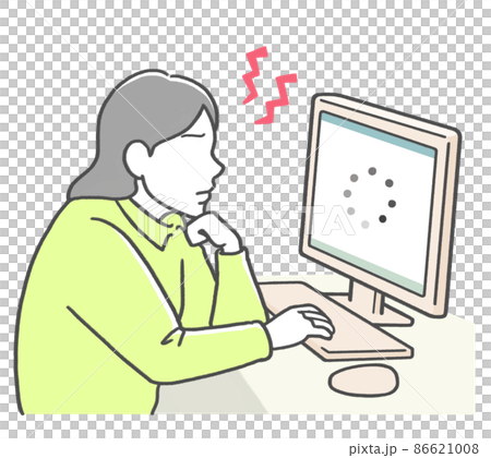 インターネット回線の接続スピードが遅くイライラする女性 86621008