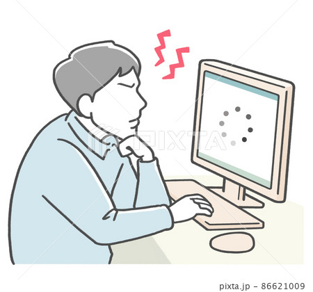 インターネット回線の接続スピードが遅くイライラする男性 86621009