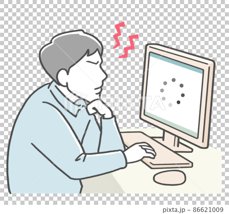 インターネット回線の接続スピードが遅くイライラする男性 86621009