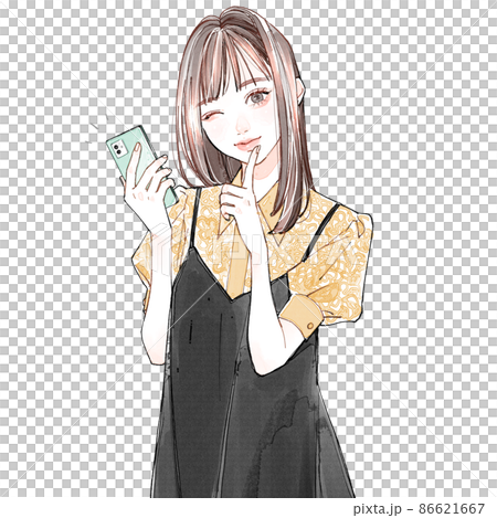 スマホ持ってウインク 86621667