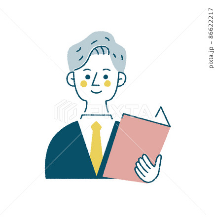 資料を見ながら案内をする人物　淡色ベクターイラスト 86622217