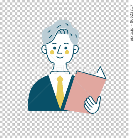 資料を見ながら案内をする人物　淡色ベクターイラスト 86622217