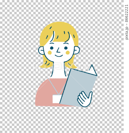 資料を見ながら案内をする人物　淡色ベクターイラスト 86622221