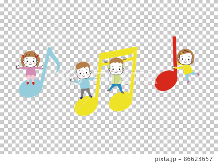 四個孩子玩音符 86623657