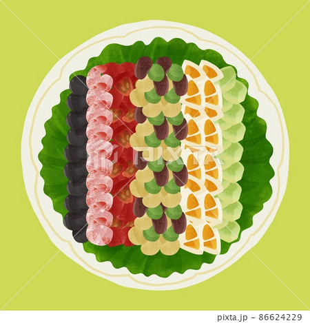 料理アイコン コブサラダ 手描きイラストのイラスト素材