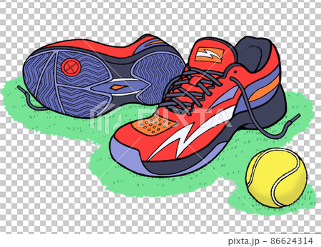 テニスシューズとボール 86624314