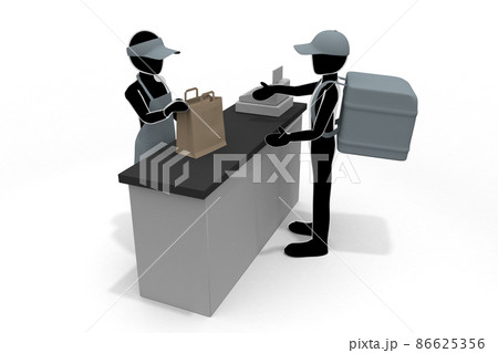 スマホで料理を注文。お店に食べ物を取りに行く。家に料理を配達する。玄関まで届ける。 86625356