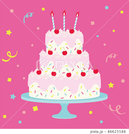 バースデイケーキの誕生日パーティー向け背景イラストのイラスト素材