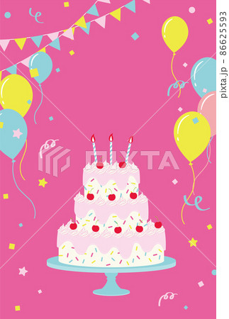 バースデイケーキの誕生日パーティー向け背景イラストのイラスト素材
