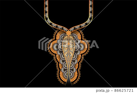 The design of the neckline and the front print of the geometric shirt combines traditional culture. 86625721