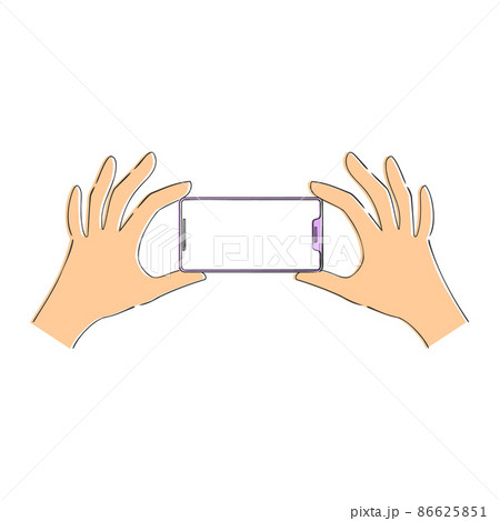 両手でスマホを持つイラストのイラスト素材