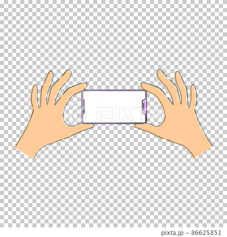 Illustration holding a smartphone with both hands Illustration holding a smartphone with both hands 86625851