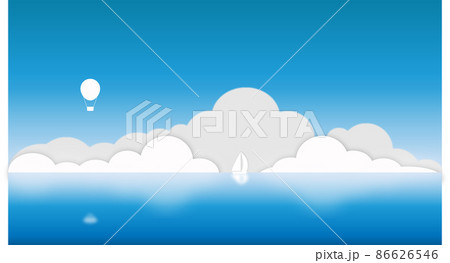 海と入道雲とヨットと気球 86626546