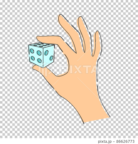 Illustration of a hand pinching a dice Illustration of a hand pinching a dice 86626773
