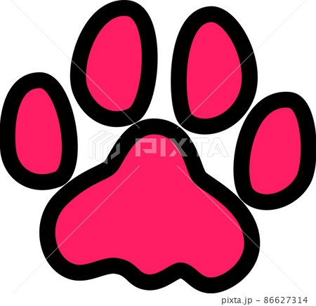 濃いピンクの犬の足跡　黒縁 86627314