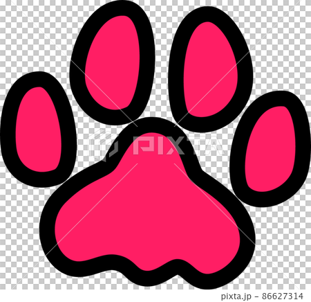 濃いピンクの犬の足跡　黒縁 86627314