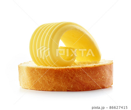 butter curl on bread slice butter curl on bread slice 86627415