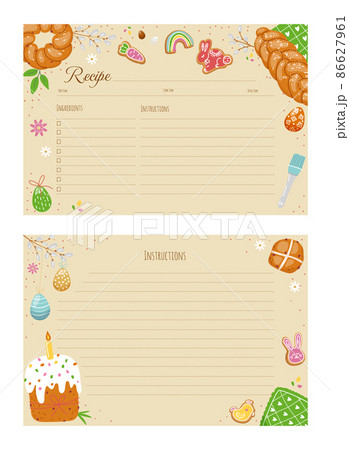 Easter recipe card,cook page template in spring design in cartoon style Easter recipe card,cook page template in spring design in cartoon style 86627961