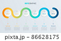 Timeline infographic design vector. 6 options, circle workflow layout. Vector infographic timeline template. 86628175