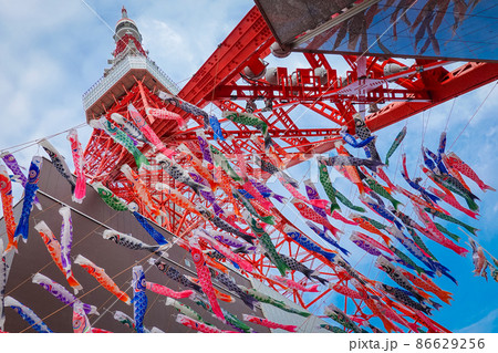 東京タワーで泳ぐ鯉のぼり（東京都港区） 86629256