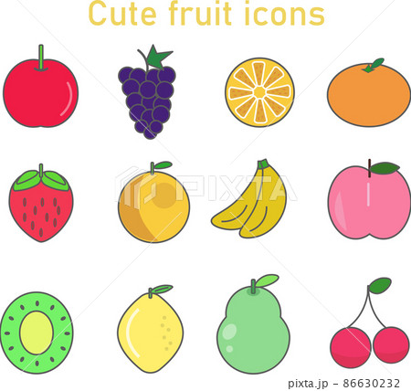 フルーツ 果物 アイコン かわいい イラストセット  86630232