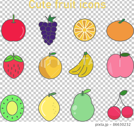 フルーツ 果物 アイコン かわいい イラストセット  86630232