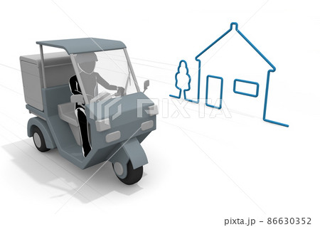 自転車で配達。バイクで料理を配達する。宅配の仕事をする人物。デリバリーのアルバイト。 86630352