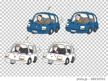 Set of people driving a car Anxiety and peace of mind Comical handwritten person illustrations Vector line drawings Set of people driving a car Anxiety and peace of mind Comical handwritten person illustrations Vector line drawings 86630581