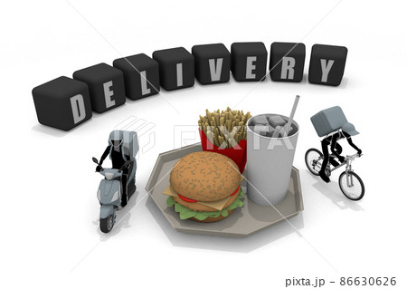 料理を配達する仕事。スピード早く届ける。バイクで料理をデリバリー。宅配アルバイトをする人物。 86630626