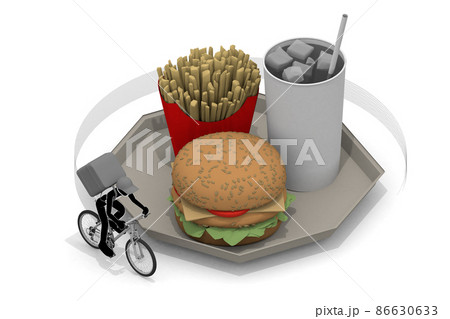 料理を配達する仕事。スピード早く届ける。バイクで料理をデリバリー。宅配アルバイトをする人物。 86630633