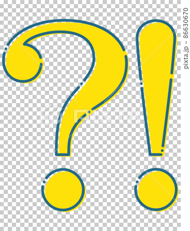 Question mark, exclamation mark, symbol, character, yellow, broken line, blur 86630670