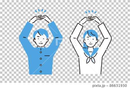 人物 手で丸を作る中学生の男女2 人物 手で丸を作る中学生の男女2 86631930