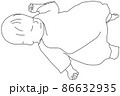 寝ている生後18日の赤ちゃんのイラスト（日本人、女の子、0歳） 86632935