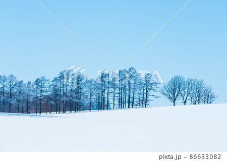 晴れの日の北海道冬景色 86633082